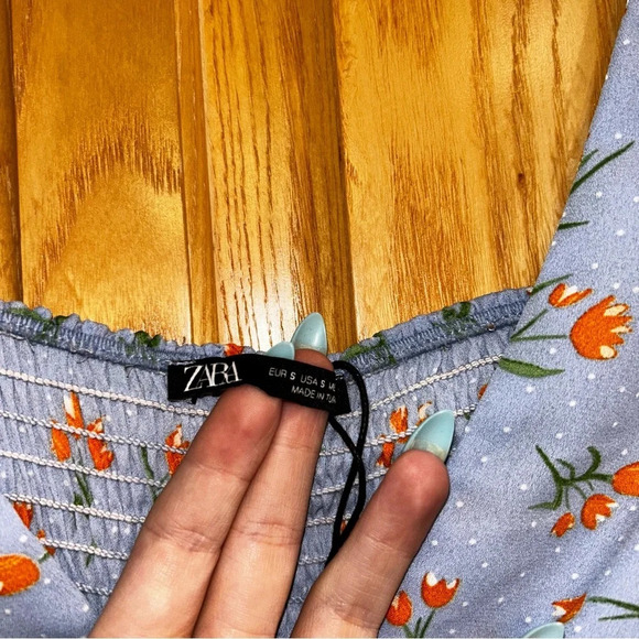 Zara Blue Floral Dress - Picture 4 of 11